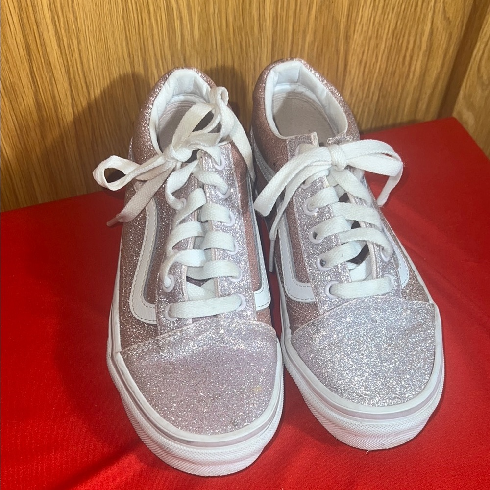 Vans Kids Sneakers in Glittery Pink and Silver - Picture 4 of 7